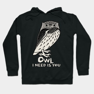 Vintage Owl need love Hoodie